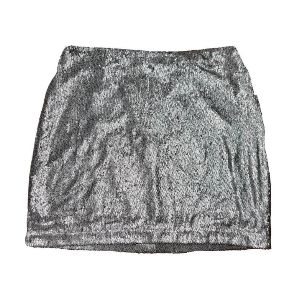 White House Black Market Silver Sequin Mini Skirt